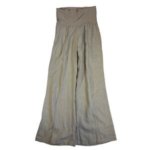Just Living Women's Small Beige Linen Blend Flowy Wide Leg Pants Resortcore
